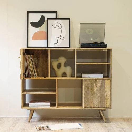 Six racks for dinnerware and linens