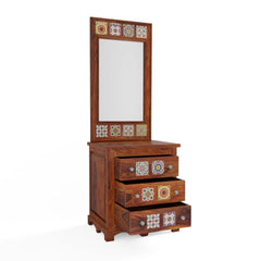 Solid Sheesham Wood Mosaic Tile Design Dressing Table - WoodenTwist