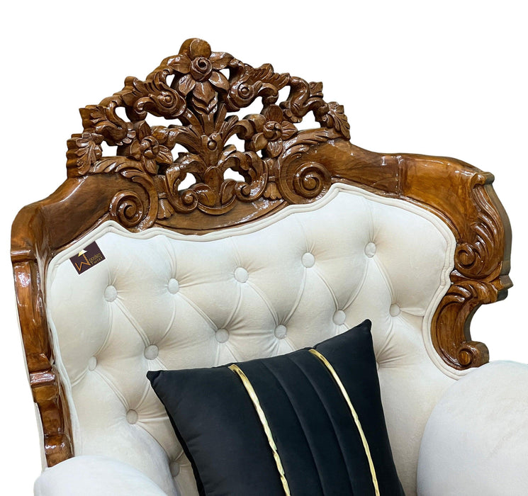 Wooden Twist Glamor Hand Carved Teak Wood Sofa (Set of 2) - WoodenTwist