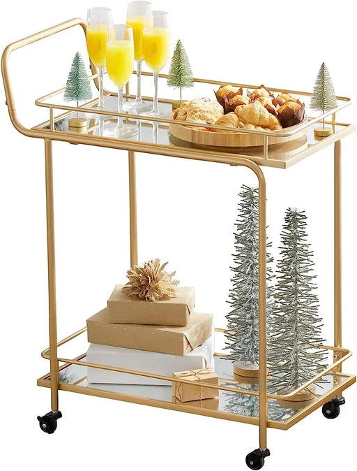 Luxurious Bar Cart with Smooth Rolling Wheels