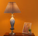 Shade Lamp with Glass Base and Gray Plated Shade| Elegant Vase Shaped with Shade - WoodenTwist