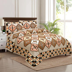 RAJASTHANI TRADITIONAL JAIPURI PURE COTTON KING SIZE DOUBLE BEDSHEET WITH 2 PILLOW COVERS SETS - WoodenTwist