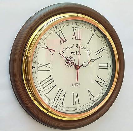 Rustic Home Accent Nautical Collection Wooden Finish Brass Wall Clock - WoodenTwist