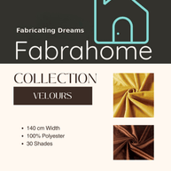 Fabrahome Velours Velvet Solid Dyed Fabric Decorative Soft Smooth Silky Cloth for Sofa, Furnishing, Upholstery, Curtains, Cus