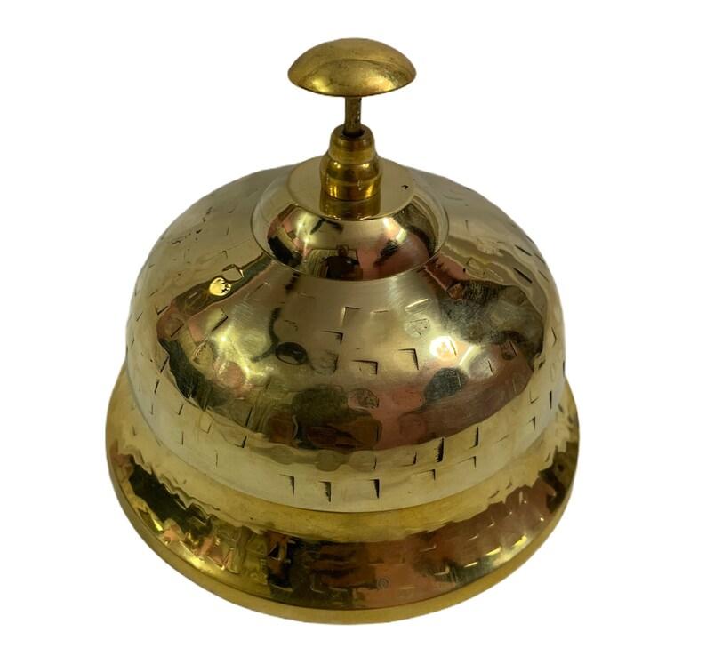 Shinny Brass Table Bell - Ornate Hotel Reception, Office Calling, Bar Desk, Home & Office Decor - WoodenTwist