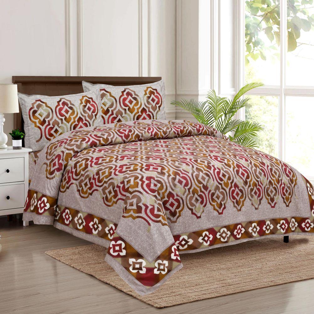 RAJASTHANI TRADITIONAL JAIPURI PURE COTTON KING SIZE DOUBLE BEDSHEET WITH 2 PILLOW COVERS SETS - WoodenTwist