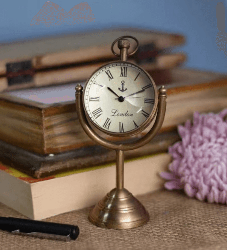 A brass marine clock with antique charm