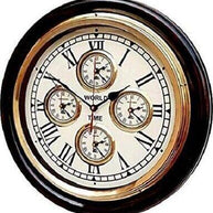Nautical Style Brass & Wooden Wall Clock Maritime Theme Clock Rustic Vintage Design - WoodenTwist