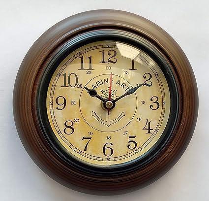 Antique style brown wooden wall clock