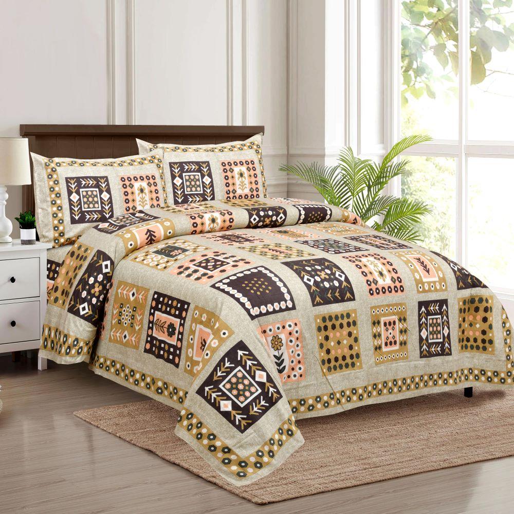 RAJASTHANI TRADITIONAL JAIPURI PURE COTTON KING SIZE DOUBLE BEDSHEET WITH 2 PILLOW COVERS SETS - WoodenTwist