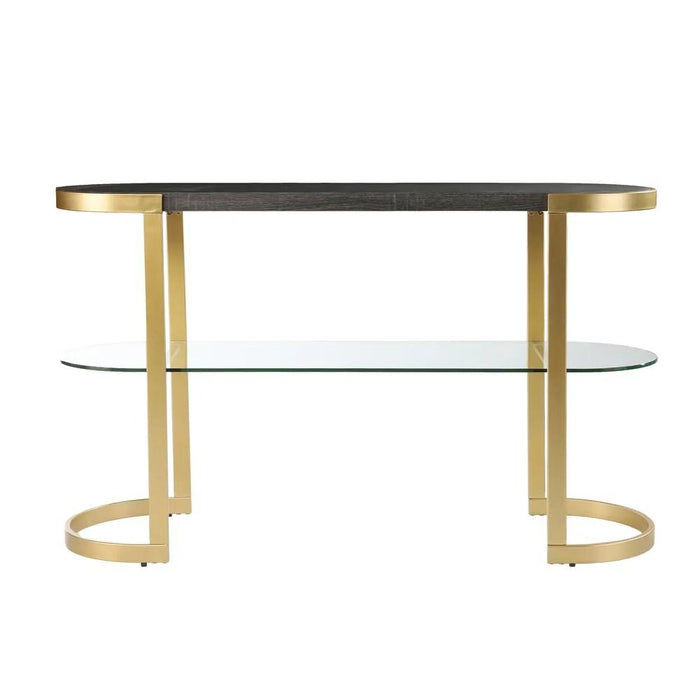 Oval Console Table 2 Tier with wooden and Glass Top - WoodenTwist