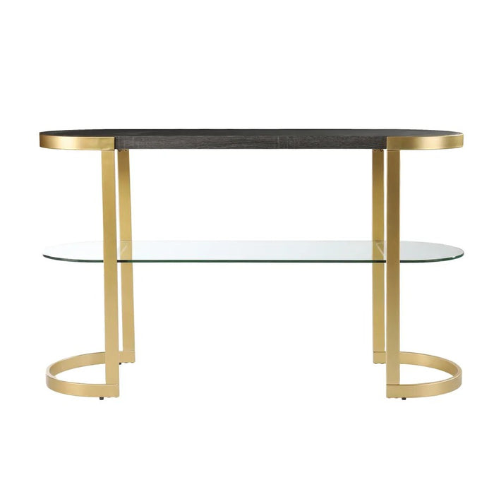 Oval Console Table 2 Tier with wooden and Glass Top