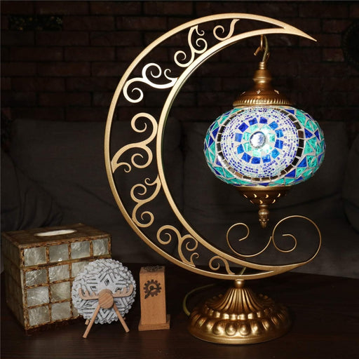 Handmade Crescent Moon Glass Table Lamp