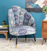 Mango Wood Peacock Chair In Cotton Blue Colour - WoodenTwist