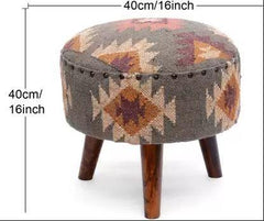 Mango Wood Foot Stool In Cotton Brown Colour - WoodenTwist