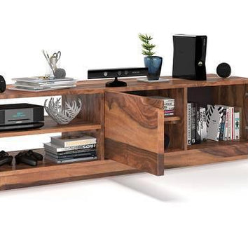 Elegante Handmade Solid Sheesham Wood TV Unit for Living Room - WoodenTwist
