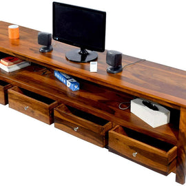 Botón Solid Sheesham Wood TV Unit for Living Room - WoodenTwist