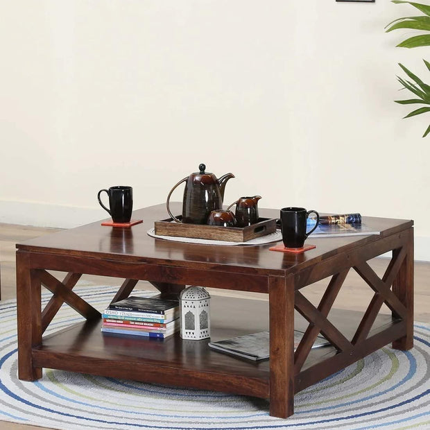 Aesthetic Wooden Handmade Solid Sheesham Wood Coffee Table - WoodenTwist