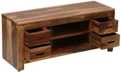 Pequeño Solid Sheesham Wood TV Unit for Living Room - WoodenTwist