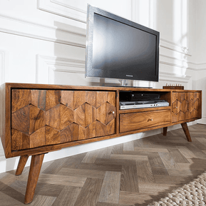 Estilo Solid Sheesham Wood TV Unit for Living Room - WoodenTwist
