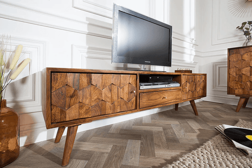 Estilo Solid Sheesham Wood TV Unit for Living Room - WoodenTwist