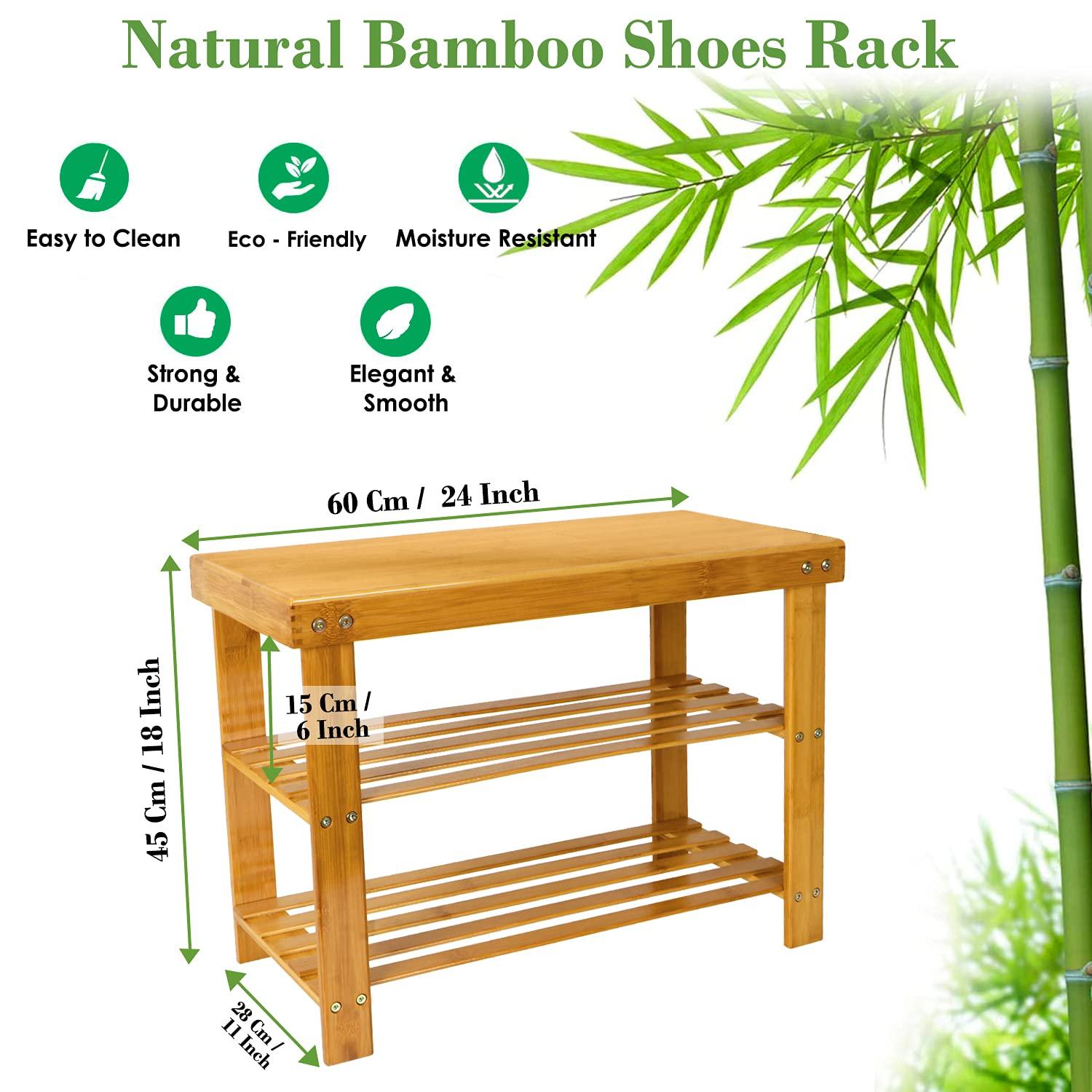 Bamboo Wooden Handmade Solid Sheesham Wood Shoe Rack - WoodenTwist