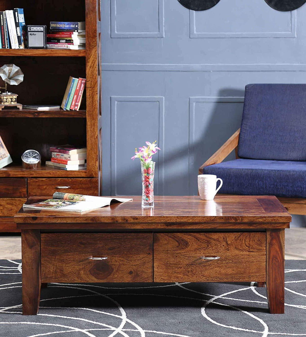 Wooden Handmade Solid Sheesham Wood Coffee Table - WoodenTwist