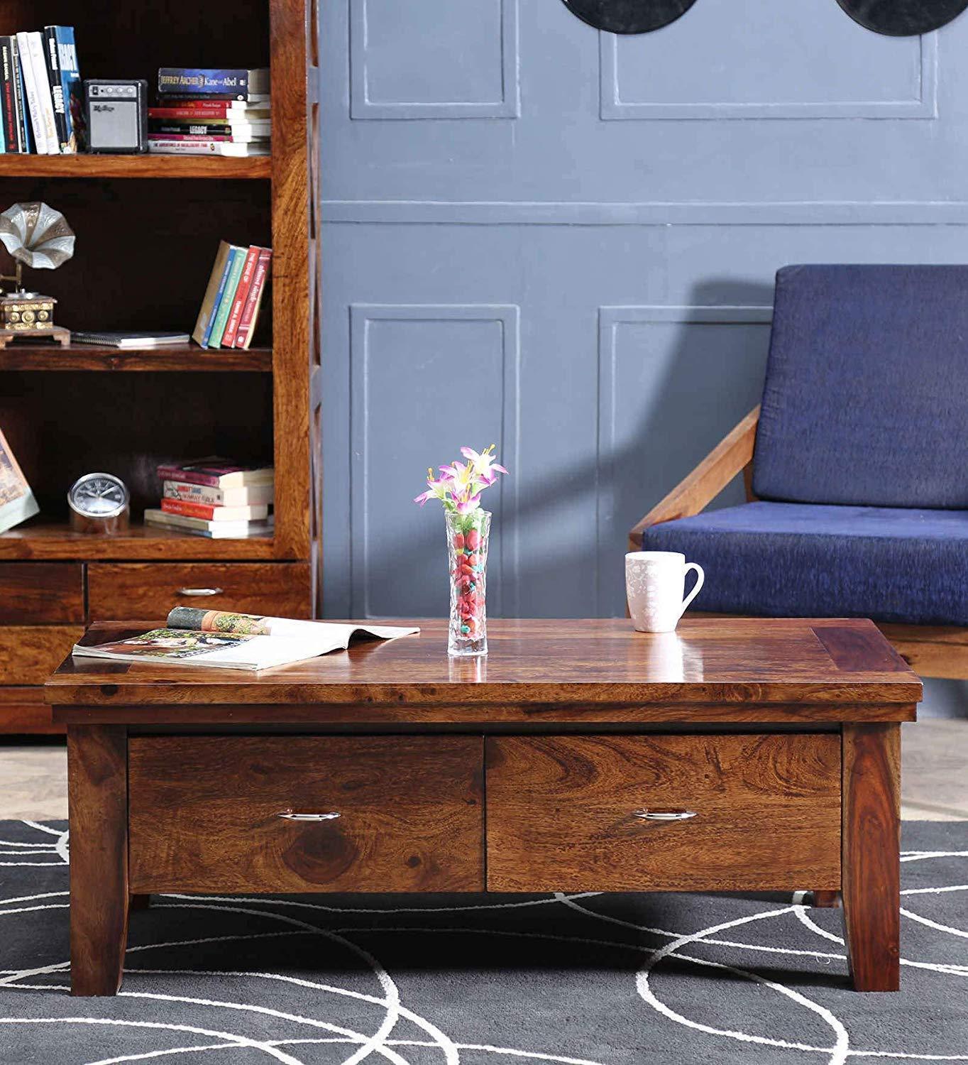 Wooden Handmade Solid Sheesham Wood Coffee Table - WoodenTwist