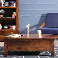 Wooden Handmade Solid Sheesham Wood Coffee Table - WoodenTwist