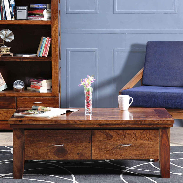 Wooden Handmade Solid Sheesham Wood Coffee Table - WoodenTwist