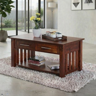 Handmade Solid Wood 2 Drawer & Top Storage Coffee Table - WoodenTwist