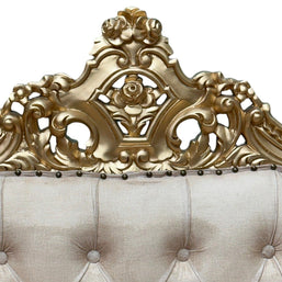 Wooden Boutique French Baroque Style Golden Leaf Hand Carved Sofa (2 Seater) - WoodenTwist