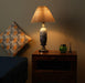 Elegant Vase-Shaped Glass Table Lamp - Grey Shade with Golden Base - WoodenTwist