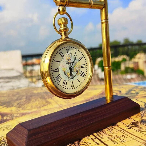 Antique Brass Desk Clock Classic Design Ideal for Home and Office Decor - WoodenTwist