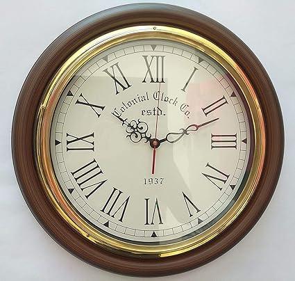 Rustic Home Accent Nautical Collection Wooden Finish Brass Wall Clock - WoodenTwist