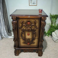 Wooden Twist Traditional Luxury Sheesham Wood Nightstand Set of 1 (Golden)