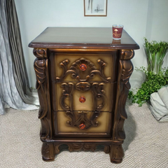 Wooden Twist Traditional Luxury Sheesham Wood Nightstand Set of 1 (Golden)