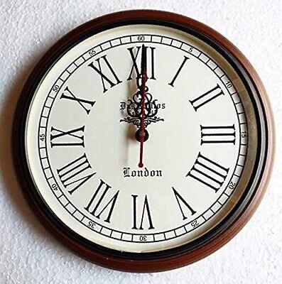 Wooden Designer Stylish Round Shape Fancy Big Antique Wall Clock (30 cm  Brown)