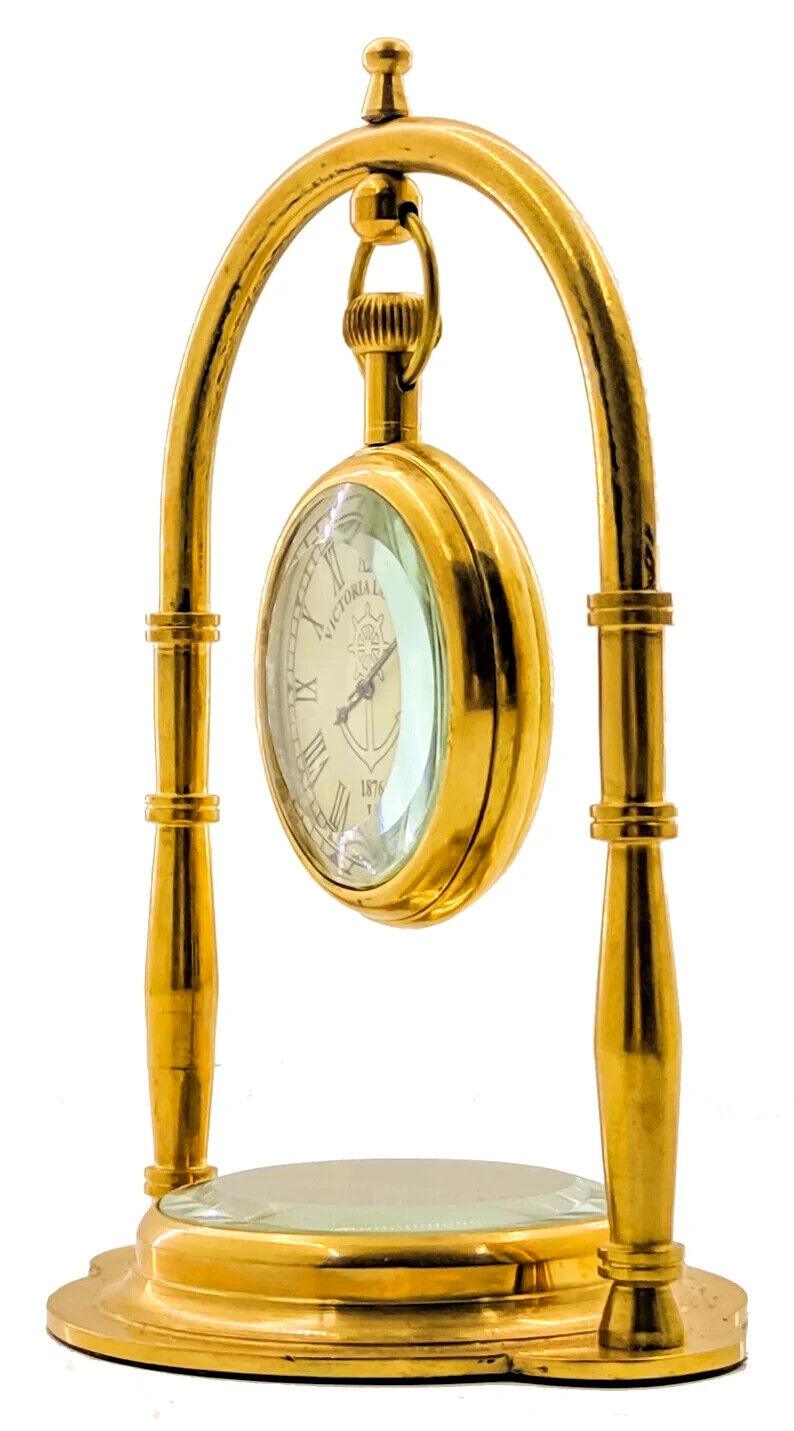 Brass Nautical Victoria London Desk Clock with Direction Compass - WoodenTwist