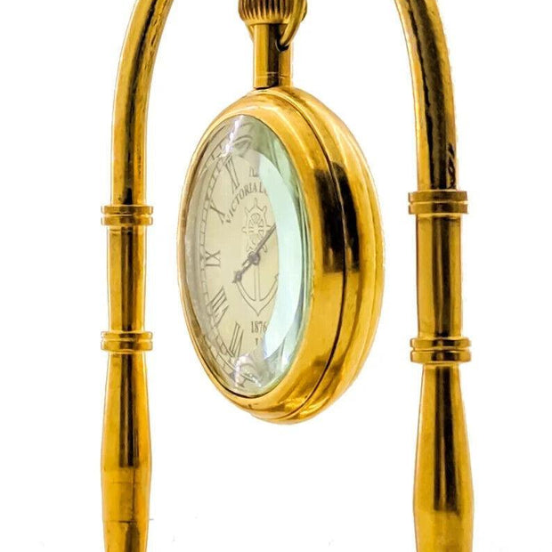 Brass Nautical Victoria London Desk Clock with Direction Compass - WoodenTwist