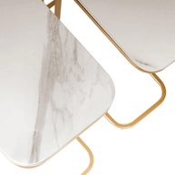 Wooden Twist Sassy Marble Finish Laminated Top End Table Set of 2 with Golden Finish - WoodenTwist