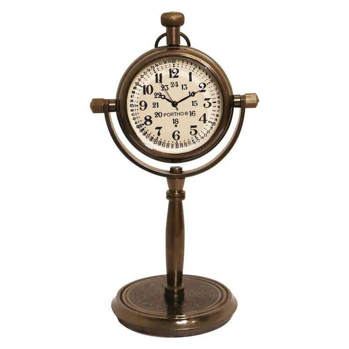 Antique Brass Desk Clock - Vintage Tabletop Gift with Quartz Movement - WoodenTwist
