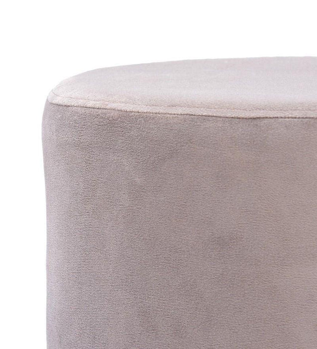 Solid Wood Foot Stool In Velvet White Colour - WoodenTwist