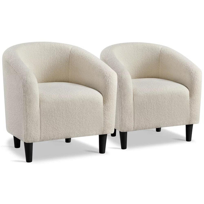 Wooden Twist Boucle Fabric Lounge Chairs (Set of 2) - WoodenTwist