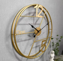 Golden Wall Clock for Living Room