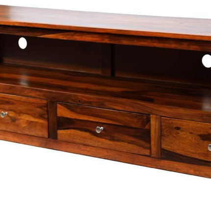 Botón Solid Sheesham Wood TV Unit for Living Room - WoodenTwist