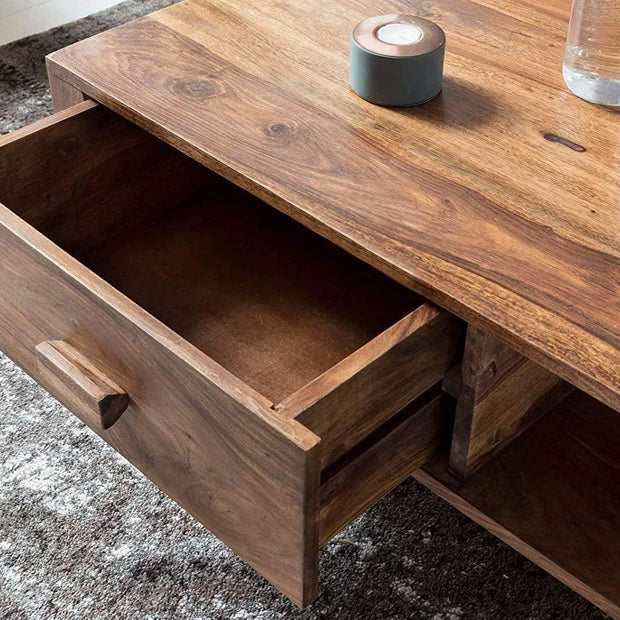 Classic Wooden Handmade Solid Sheesham Wood Coffee Table - WoodenTwist