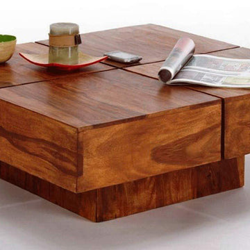 Glamorous Wooden Handmade Solid Sheesham Wood Coffee Table - WoodenTwist