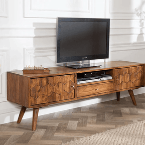 Estilo Solid Sheesham Wood TV Unit for Living Room - WoodenTwist