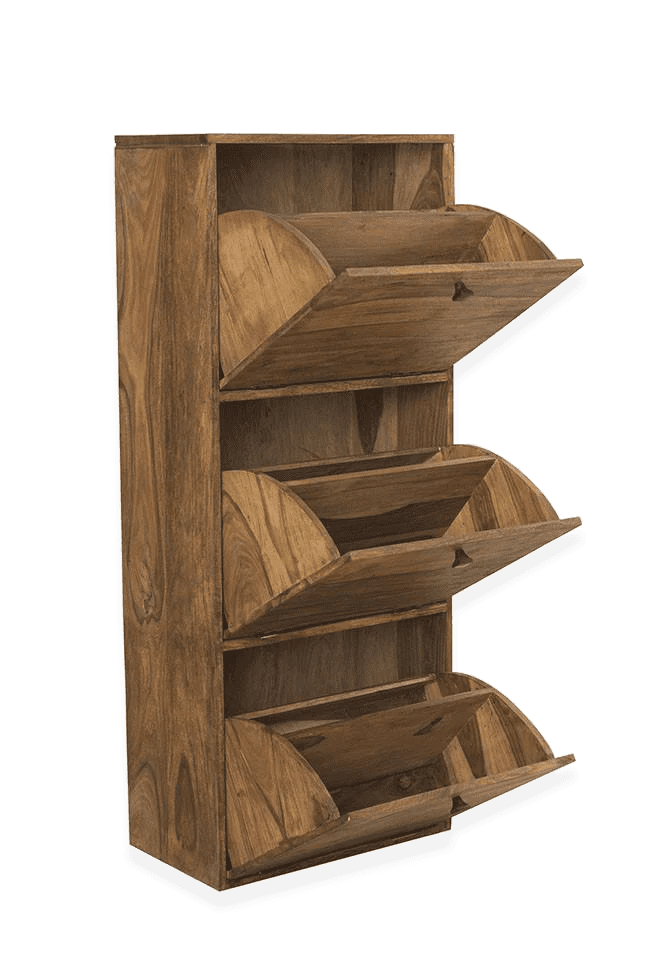 Abierta Wooden Handmade Solid Sheesham Wood Shoe Rack - WoodenTwist